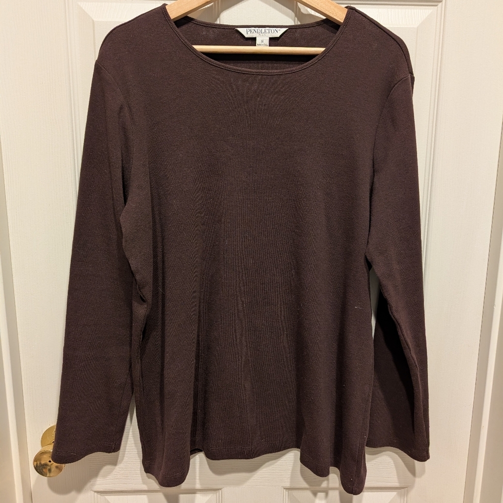 Pendleton Women's Plus Extra Large Long Sleeve Brown Shirt